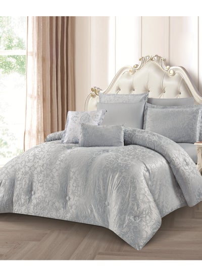 Buy Hours comforter set with soft, silky jacquard fabric and a modern and distinctive pattern that satisfies all tastes 8 pieces king size in Saudi Arabia