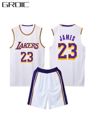 Buy James Jersey 23# Basketball T Shirt and Shorts,Basketball Jersey for Adults,Basketball Suits,BasketballJersey Set(White,3XL) in UAE