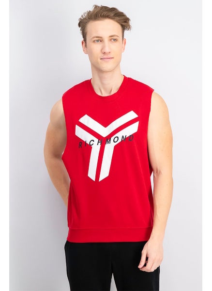 Buy Men Sportswear Fit Sleeveless Training Shirt, Red in UAE