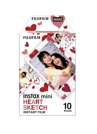 Buy 10 Sheets Instax Mini Instant Film Red Heart Border Photo Paper in Saudi Arabia