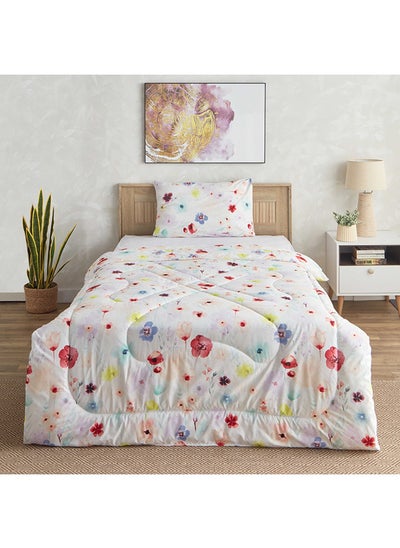 Buy Flora Chrsy 2-Piece Microfiber Twin Comforter Set 220x160 cm in UAE