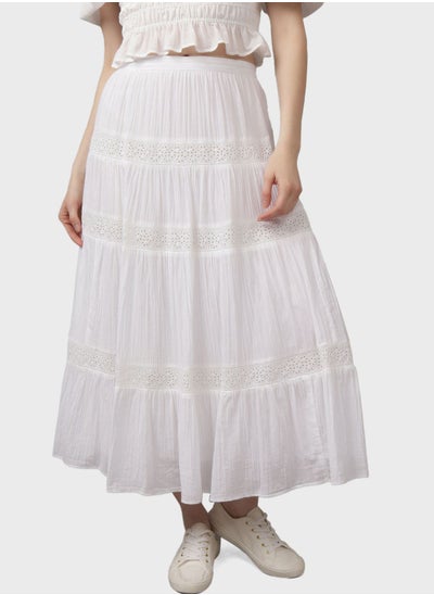 Buy Lace Detail High Waist Tiered  Sktirt in UAE