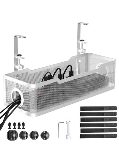 Buy White Under Desk Cable Management Tray – No-Drill, 15.7" Clamp-On Cable Tray for Desk Wire Management, Office & Home Use – No Desk Damage Solution in Saudi Arabia