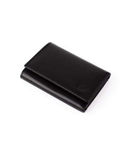 Buy Trifold  Wallet for Men 100%  Leather RFID Protection with ID Window Black in UAE