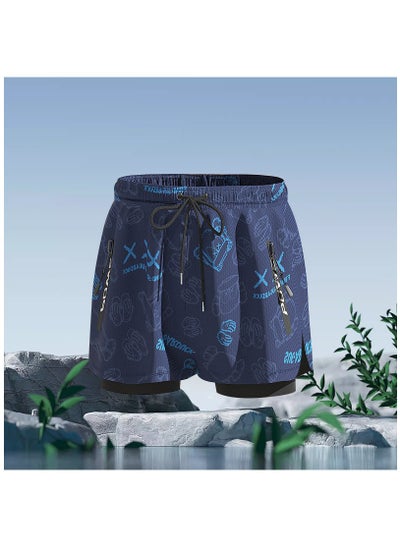 اشتري Fashionable Men's Double-Layer Quick Drying Beach Swimming Shorts في الامارات