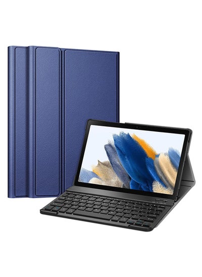 Buy Lightweight Smart Cover with Magnetically Detachable Wireless Keyboard for Galaxy Tab A8 10.5 Inch Blue in Saudi Arabia