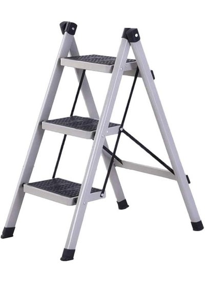 Buy 3 step steel folding ladder Grey in Saudi Arabia