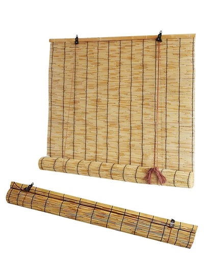 Buy Bamboo Blind with Roller Accessories Natural Reed Bamboo Window Curtain with Hanging Rop Bamboo Roll Up Shaded Reed Curtain For Home Office Window Balcony in UAE