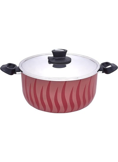 اشتري Aluminum Casserole Cooking Pot Size 28Cm Color Red Flame في السعودية