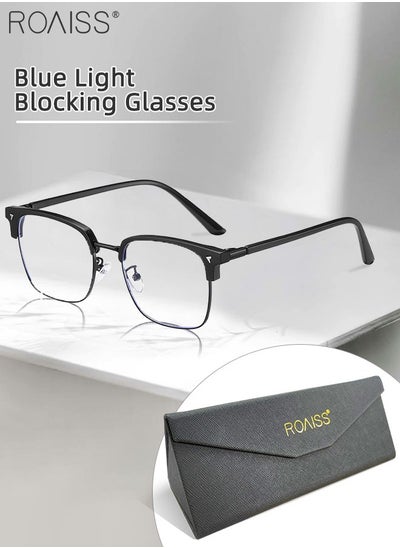 Buy Blue Light Blocking Glasses Blue Light Filter Computer Reading Gaming TV Phones Browline Eyeglasses Fashion Anti Eyestrain Headache Eyewear for Men Women Black 52mm in UAE