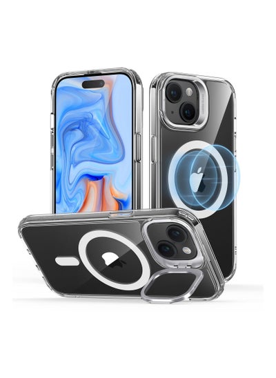 اشتري ESR for iPhone 15 Case Cover, Compatible with MagSafe, Military-Grade Protective Case Cover, Built-In Stash Stand Phone Case, Scratch-Resistant Back Case, Classic Series, Clear في الامارات