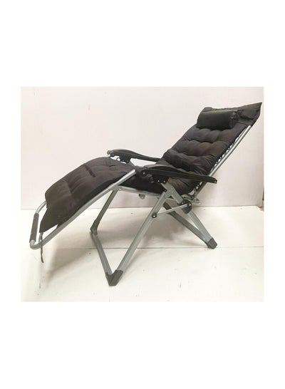 Buy Folding Recliner Adjustable in Multiple Positions, with Cushioned Headrests and Detachable Cushions, for Garden Pool Beach Camping/Chair+Black Cotton Pad in Saudi Arabia