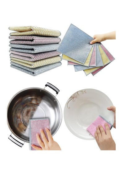 اشتري Multipurpose Wire Dishwashing Rags for Wet and Dry, 6Pcs Wire Dishwashing Rags, Reusable Wire Miracle Cleaning Cloths, Easy to Rinse, Suitable for Kitchen, Tableware, Sink, Counter في السعودية