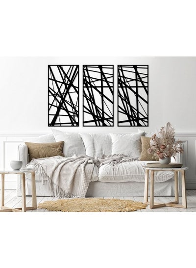 Buy Home gallery Decorative Abstract linear pattern Sticker wall art 3 panels 80X130 cm in Egypt