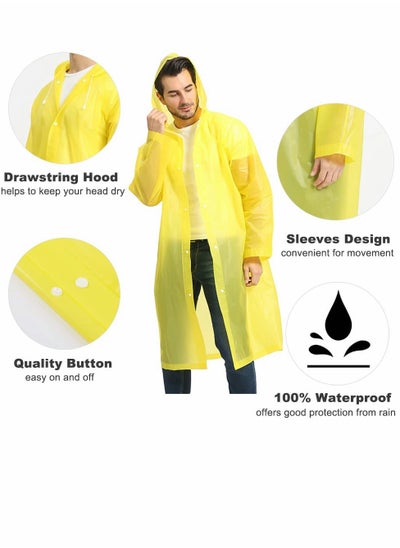 Buy Raincoat Rain Ponchos for Adults Women Men - 1 Pack Reusable EVA Clear Portable Rain Coats Lightweight Jackets with Hood, Rain Ponchos Adults Packable Poncho Adult Clear Hood in Saudi Arabia