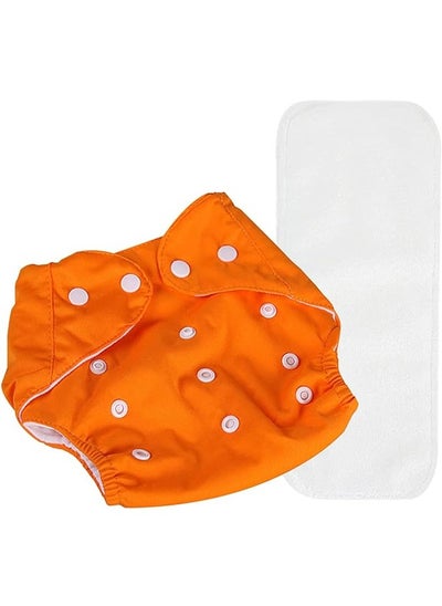 اشتري Hanso Baby Cloth Diapers One Size Adjustable Washable Reusable Pocket Diapers For Baby Girls And Boys Packs, Age 0 To 3 Years, With 1 Microfiber Inserts (Orange) في مصر