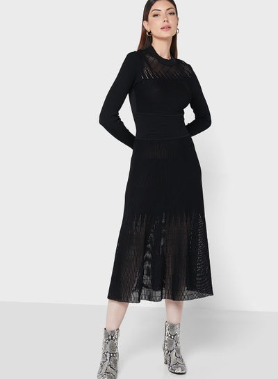 Buy Textured A-Line Midi Dress in UAE