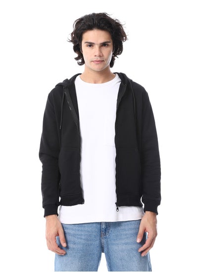 اشتري Front Zipper Winter Zip Through Sweatshirt_ Black في مصر