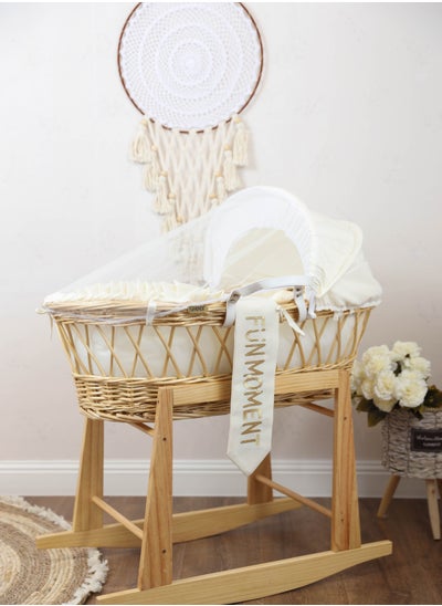 Buy Moses Basket Off-White Cradle with Rocking Stand in Saudi Arabia