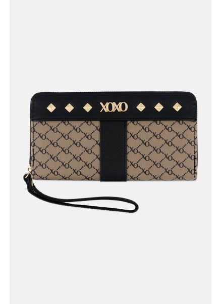 اشتري Women Brand Logo Wallet 10 H x 19 L x 2 W cm, Black/Grey في الامارات