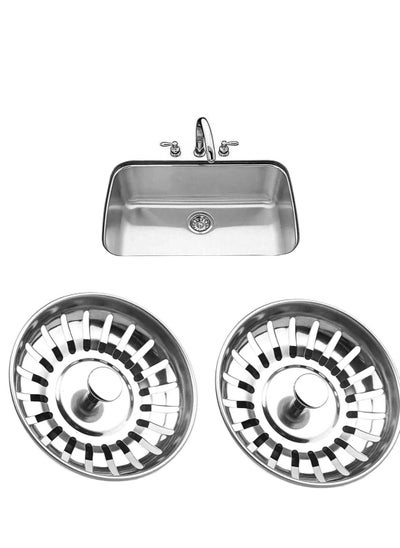 اشتري Stainless Steel Kitchen Sink Filter Plug Garbage Basket Cover 78 mm Diameter Drain 2 pcs في الامارات