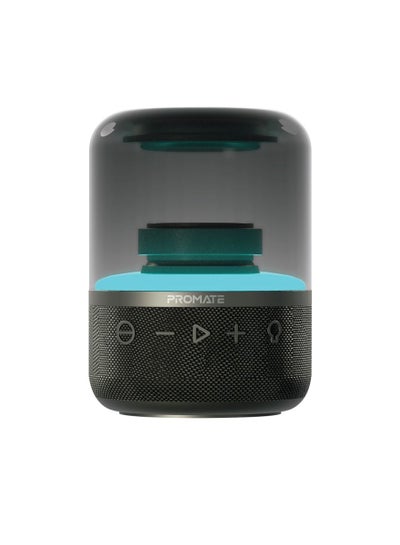 اشتري Promate Bluetooth Speaker with TWS, 360 HD Surround Sound, LED Show and Multiple Connectivity Options, Glitz Black في الامارات