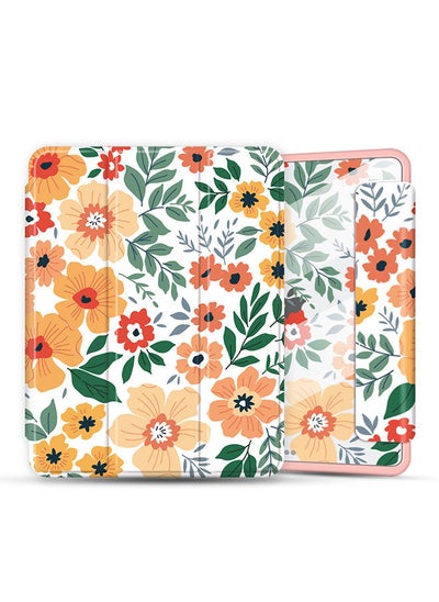 Buy Case for iPad 10.2 or Air 3 10.5 2019 Auto Sleep/Wake with Pencil Holder Anti Scratch Soft TPU Floral Protective Shockproof TabletCase Cover - Off White in UAE