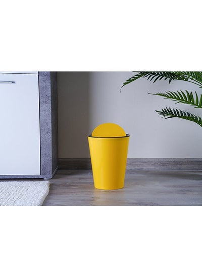 Buy Essential Waste Bin W/Lid 8.5l | Yellow | 23.6 cm L x 23.6 cm W 29.2cm H | Strong And Durable, Easy To Clean, Easy Care in UAE