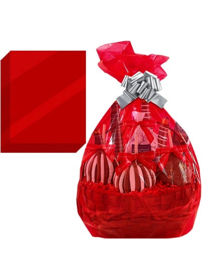 Buy Red Translucent Cellophane Wrap Bags (10 Pcs) Xlarge 24” Inch X 30” Inch 2.5 Mil Thick Red Translucent Cello Bags Gifts Baskets Wrapping Arts & Crafts Treats Premium Quality in UAE