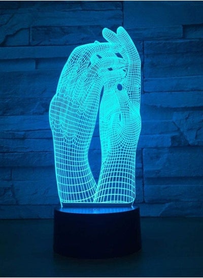 اشتري 3D Multicolor Night Light Love Two Hands Beautiful 3D Lights LED Multicolor Night Light USB Touch Table Lamp Decoration Indoor Lighting Lamp في الامارات