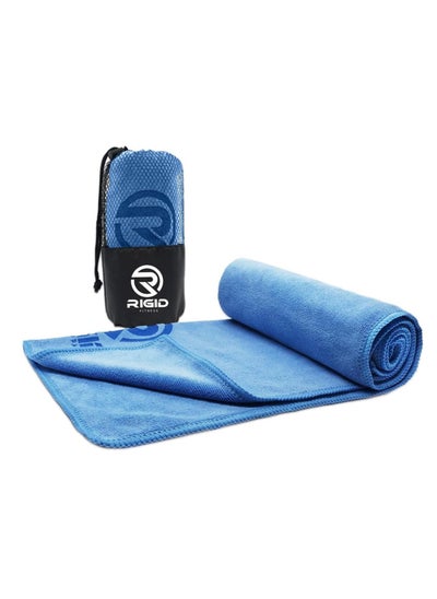 Buy Microfiber Gym Towel - Face Towel, Yoga Towel - Quick Dry & High Absorbent Sweat Towel For Gym Exercises and Outdoor - Thick 400Gsm - 75x35cm-Blue in Saudi Arabia