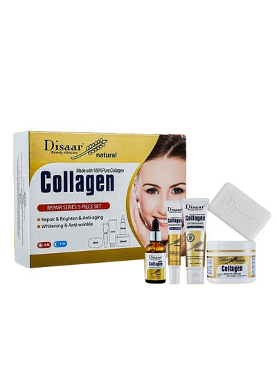 Buy Natural 100% Collagen Anti Aging Whitening Brightening 5 Pcs Repair Skin Care Set in Saudi Arabia