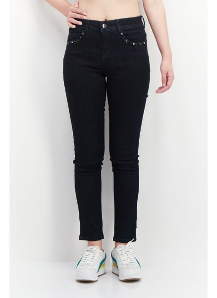 اشتري Women Super Skinny Fit Embellished Stretchable Jeans, Denim Blue في الامارات