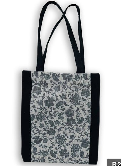 Buy Hibiscus Black casual printed linen tote bag in Egypt