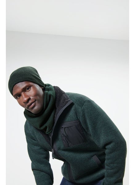 Buy Men Knitted Beanie, Dark Green in UAE