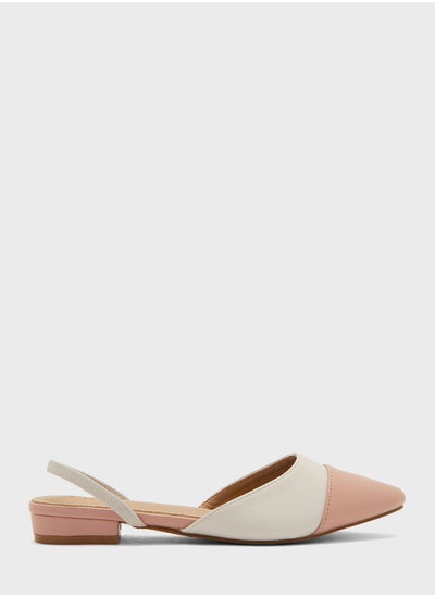 Buy Colour Block Strap Pointed Flat Shoe in UAE