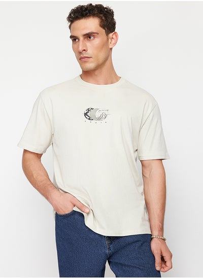 Buy Stone Relaxed / Casual Cut Printed 100% Cotton T-Shirt TMNSS23TS00261 in Egypt