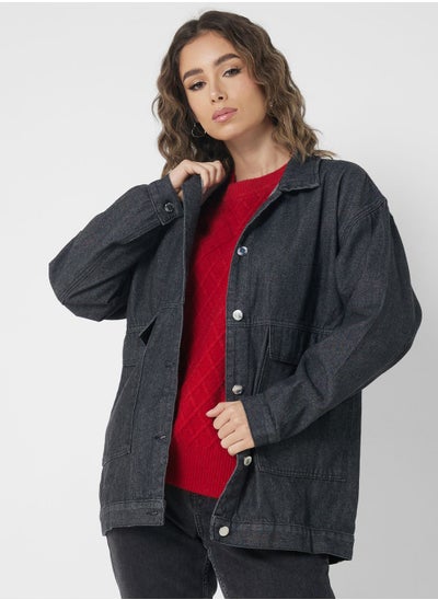 Buy Longline Denim Oversize Jacket in Saudi Arabia