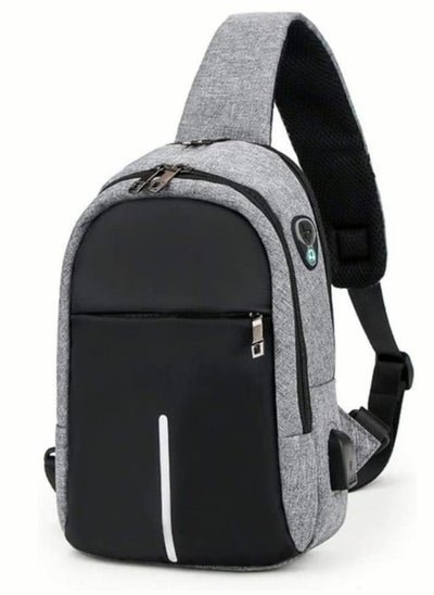 Buy Crossbody Sling Bag for Men Women Waterproof Chest Bag for Travel with USB Port in UAE