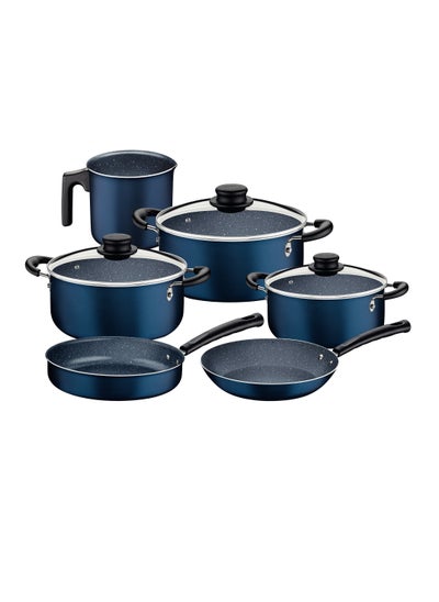 اشتري Tramontina 9 Pieces Blue Aluminum Cookware Set with Interior and Exterior Starflon Max Nonstick Coating في الامارات