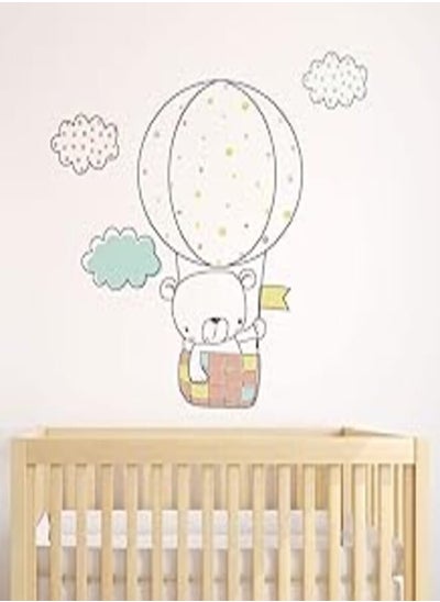 Buy Decorative kids room sticker - Scandinavian animals cub in his hot air balloon (60x80cm) in Egypt