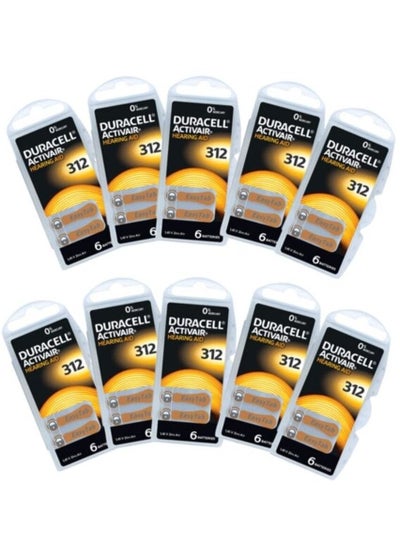 Buy 60-Pieces Duracell Activair Size 312 Hearing Aid 1.45V Zinc Air 0% Mercury Batteries in UAE