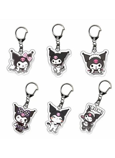 Buy 6pcs/set Cute Cartoon Kuromi Keychain Holder Key Chain Car Keyring Mobile Phone Bag Hanging Jewelry Kids Gifts Cinnamoroll Melody Pendant in UAE