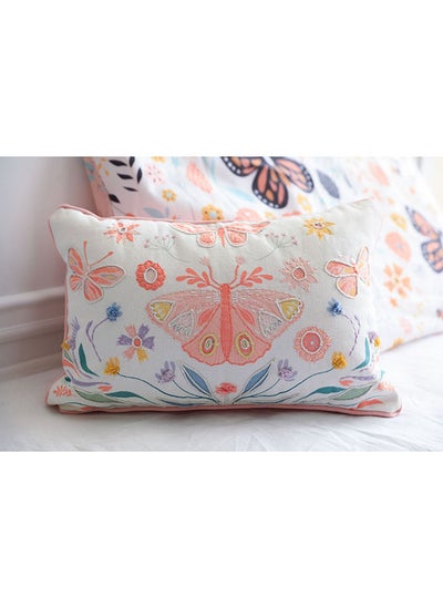 Buy Butterfly Embroided Filled Cushion 30x45Cm Pink in UAE