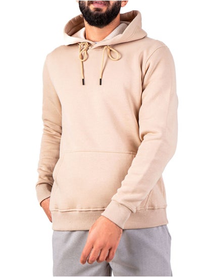 Buy Men`s Hoodie Sweatshirt with Kangaroo Pockets – Beige in Egypt