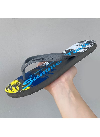 Buy Mens New Graffiti Flip-Flops Summer Fashion Beach SlippersGrey Grey in UAE