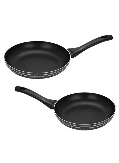 Buy Auroware Non Stick Two pack 20 cm and 24 Cm Round Fry Pan Black Aluminum Durable Three Layer Coating  Induction Cook Bottom Strong Handle Long lasting in UAE