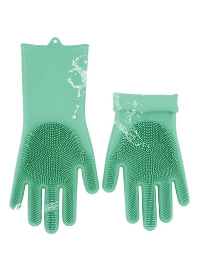 اشتري Magic Silicone Gloves With Wash Scrubber Dishwashing Cleaning Gloves With Bristles 240 G في مصر