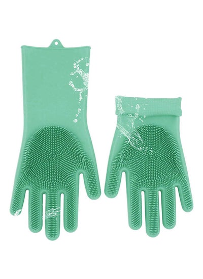 اشتري Magic Silicone Gloves With Wash Scrubber Dishwashing Cleaning Gloves With Bristles 240 G في مصر