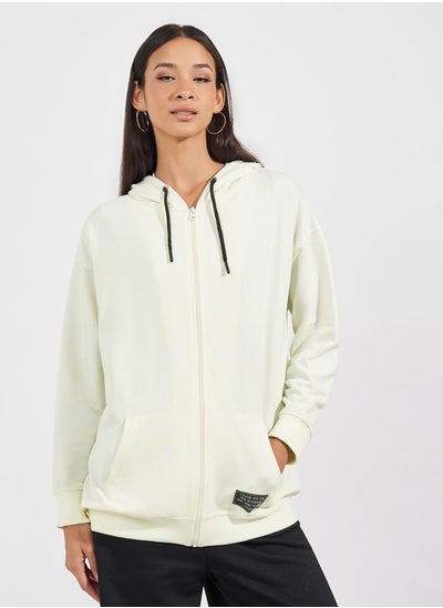 Buy Oversized Zip Through Hoodie with Badge Detail in Saudi Arabia